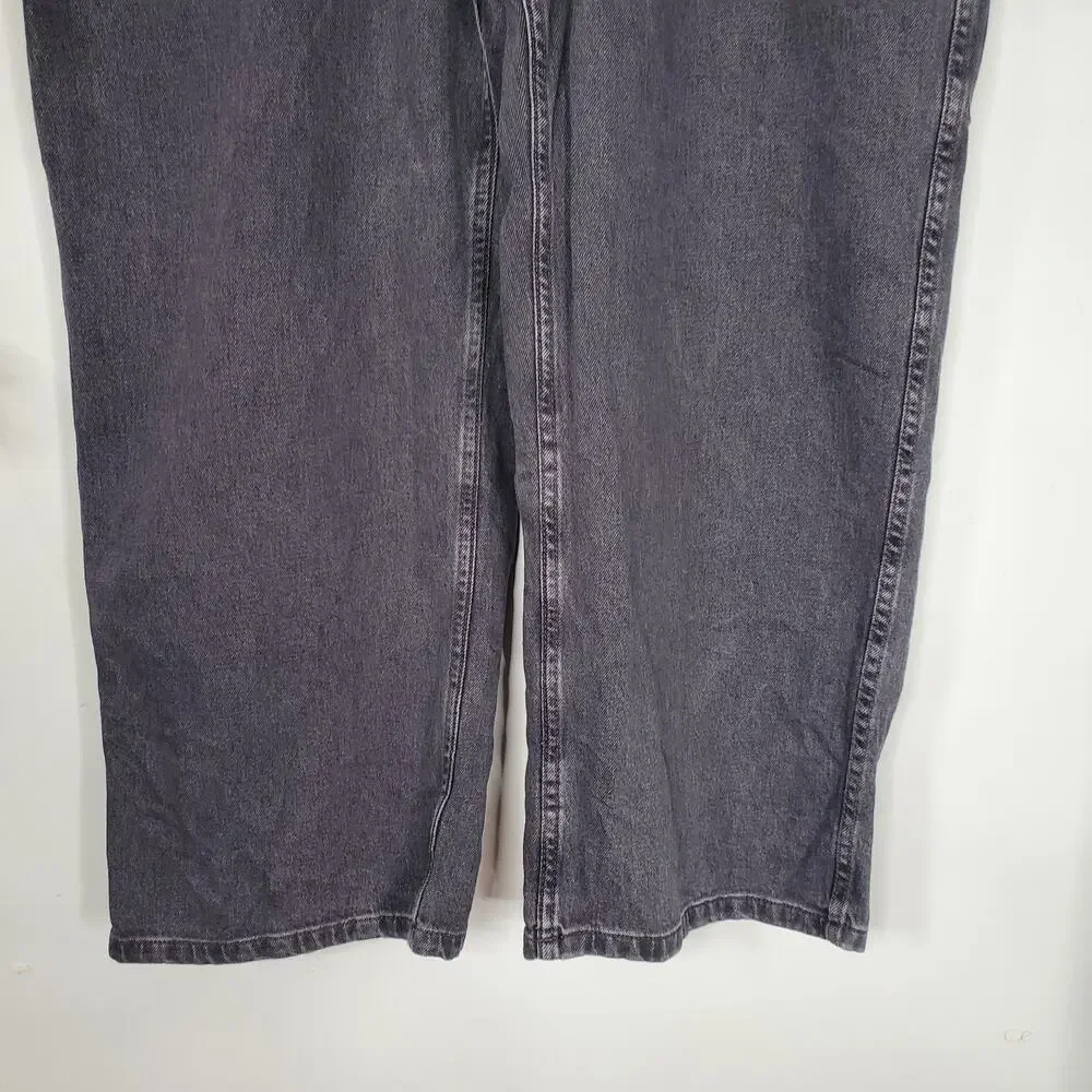 Sezane Le Crop Denim Wide Leg Crop Jeans High Waist Middle Grey Size 48 US 16 - Picture 5 of 10